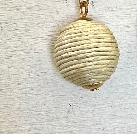 Long neutral toned beaded ball earrings - Picture 7 of 9